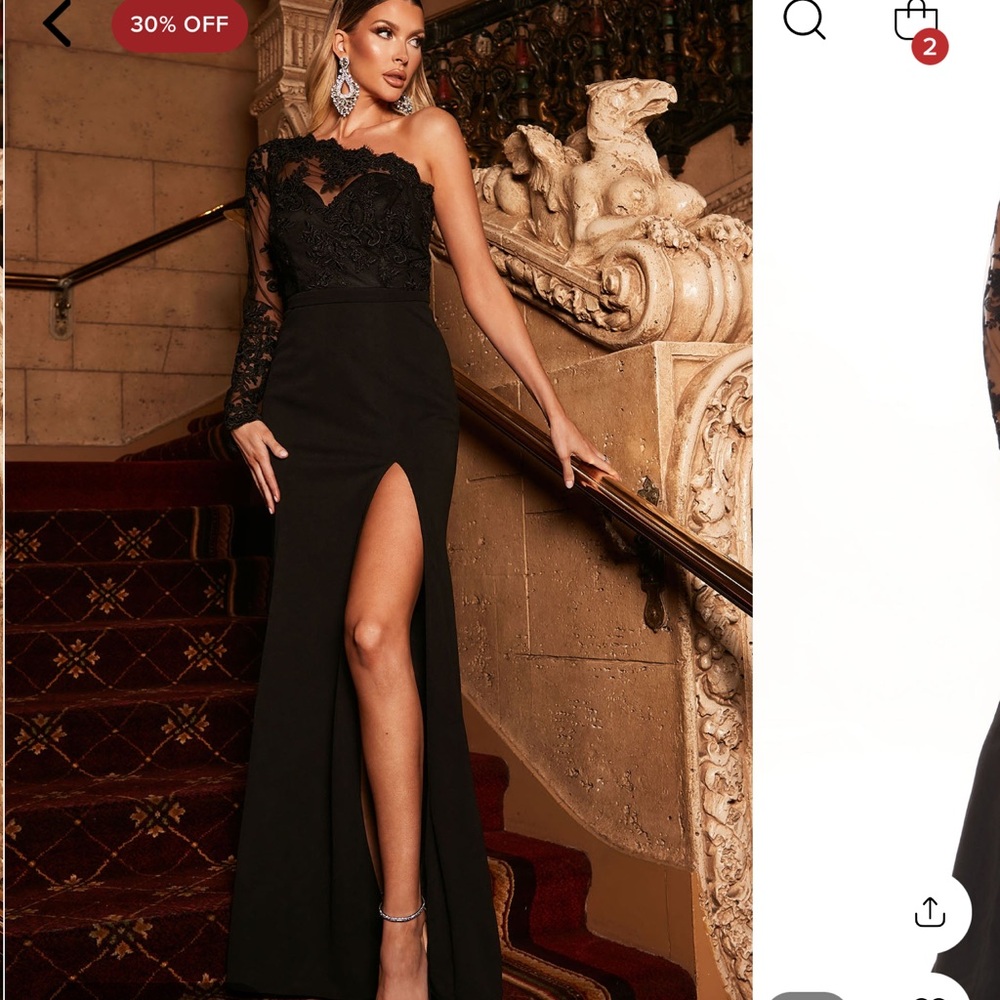 Black one sleeve maxi dress